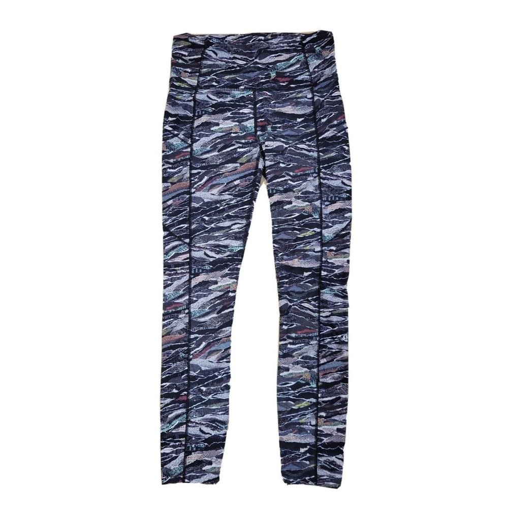 Lululemon 6 Leggings Abstract Multicolor Graphic Print Side Pockets Luxtreme